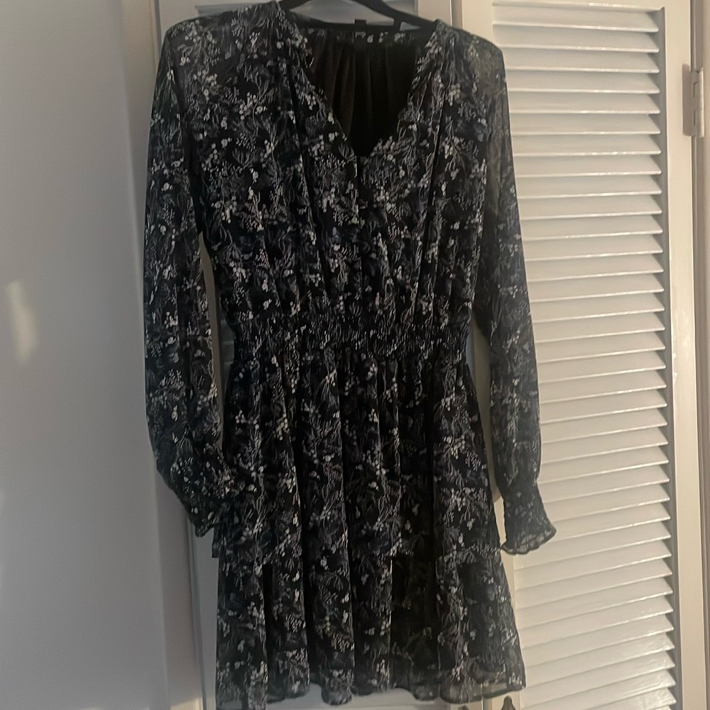 aqua boho floral mini dress back and blue size small
